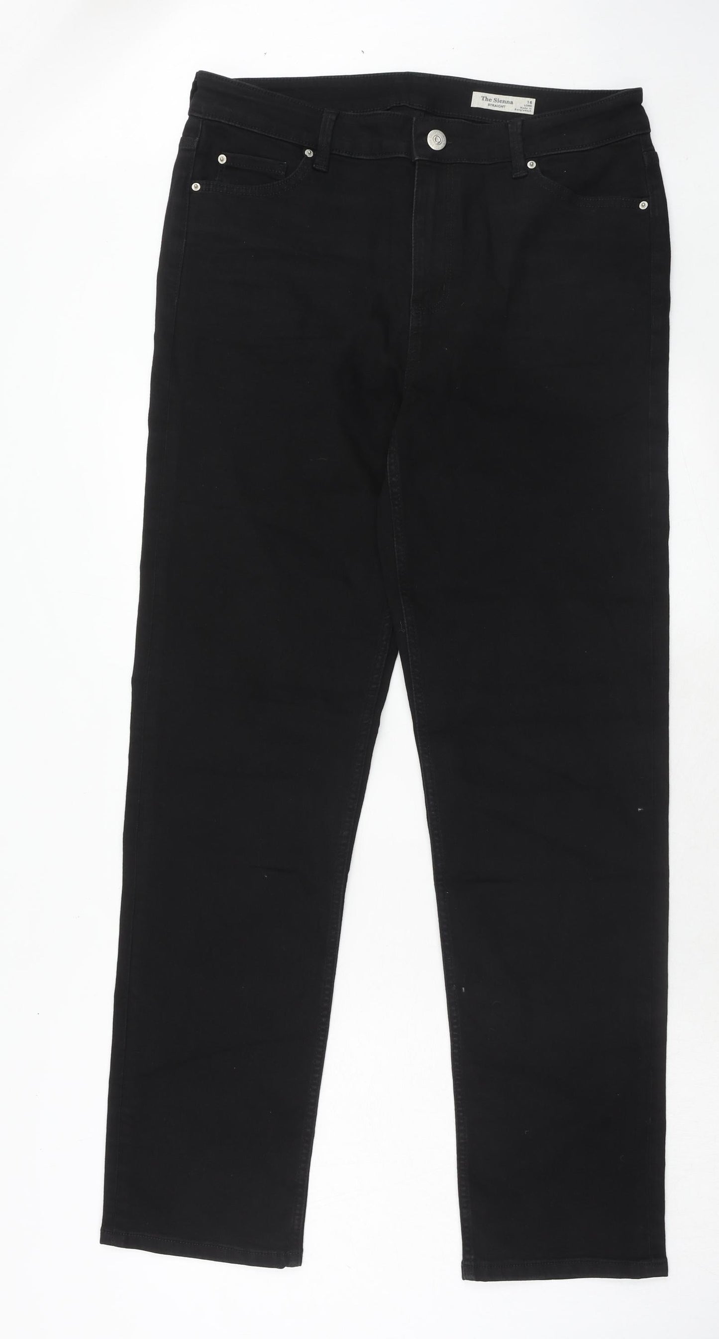 Womens UK Size 16 Marks and Spencer Regular Fit Straight Black Jeans