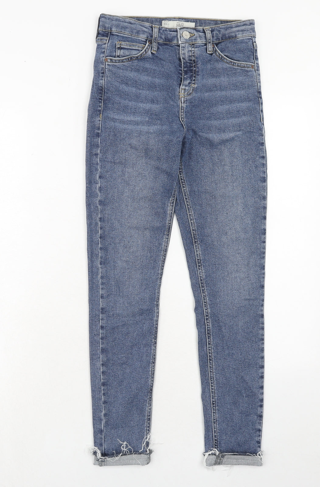 Topshop Womens Blue Cotton Skinny Jeans Size 26 L32 in Regular Zip