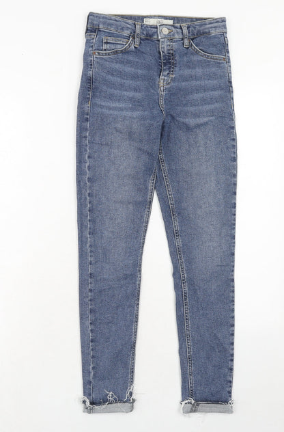 Topshop Womens Blue Cotton Skinny Jeans Size 26 L32 in Regular Zip