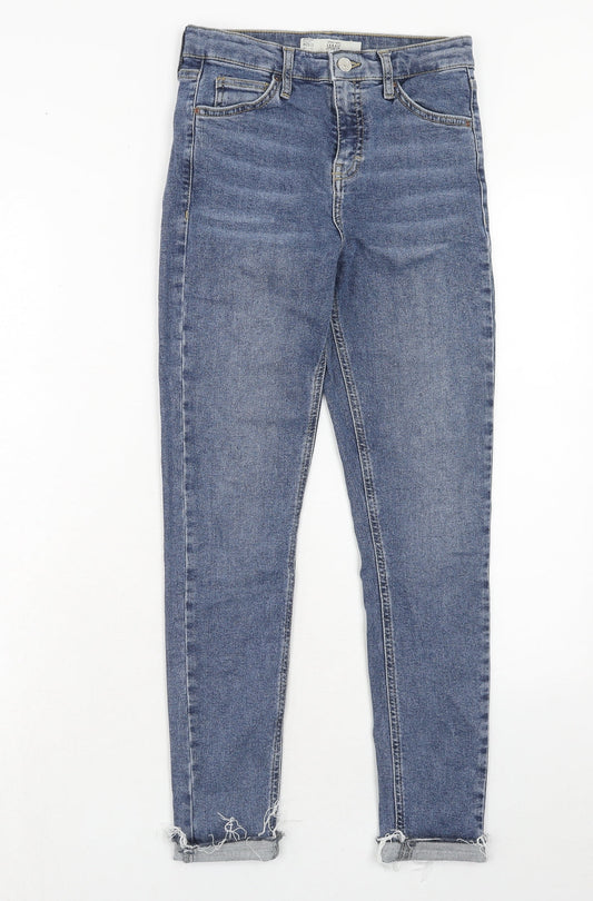 Topshop Womens Blue Cotton Skinny Jeans Size 26 L32 in Regular Zip