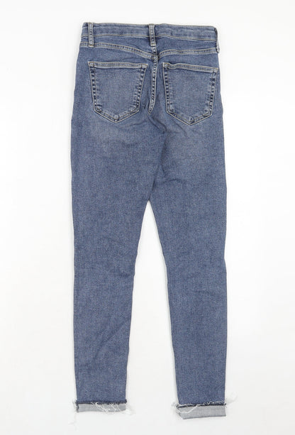 Topshop Womens Blue Cotton Skinny Jeans Size 26 L32 in Regular Zip