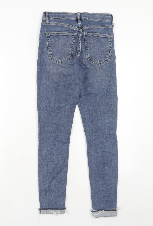 Topshop Womens Blue Cotton Skinny Jeans Size 26 L32 in Regular Zip