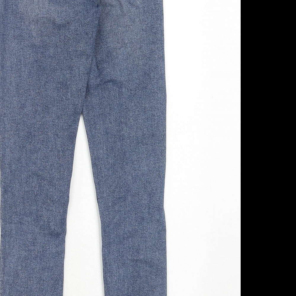 Topshop Womens Blue Cotton Skinny Jeans Size 26 L32 in Regular Zip