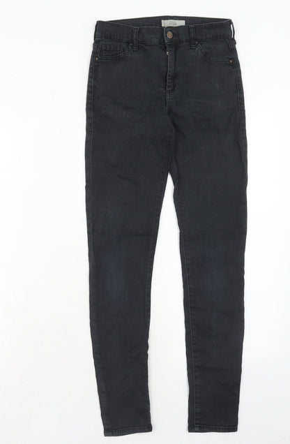 Topshop Womens Black Cotton Skinny Jeans Size 25 in L32 in Regular Zip