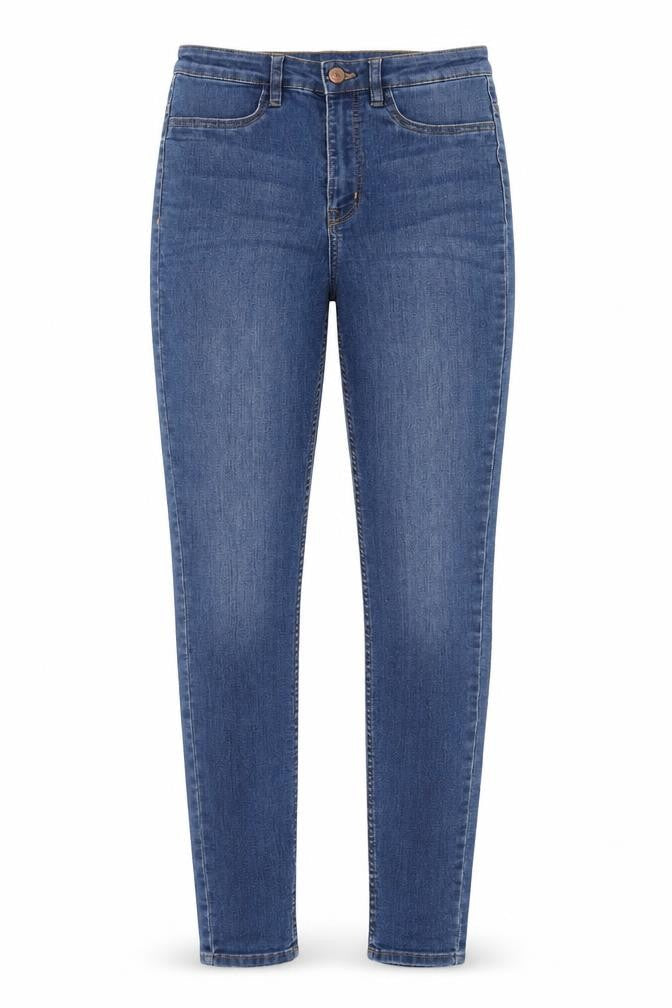 Front view of H7m women’s blue cotton skinny jeans, size UK 8, regular zip