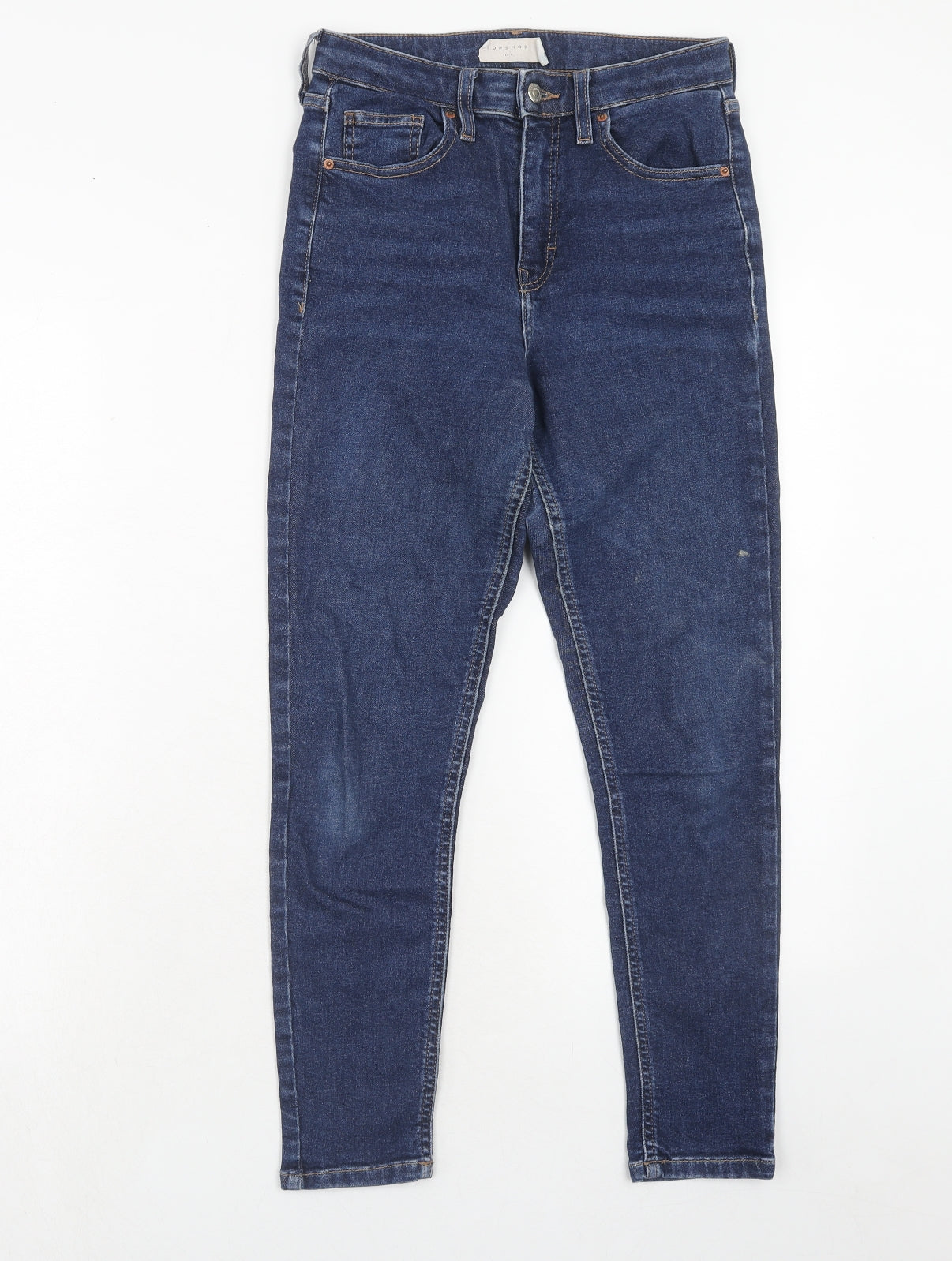 Topshop Womens Blue Cotton Skinny Jeans Size 28 in L30 in Regular Zip
