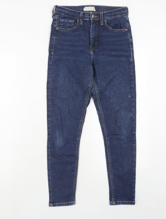Topshop Womens Blue Cotton Skinny Jeans Size 28 in L30 in Regular Zip