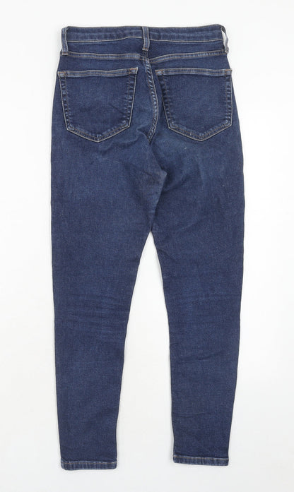 Topshop Womens Blue Cotton Skinny Jeans Size 28 in L30 in Regular Zip