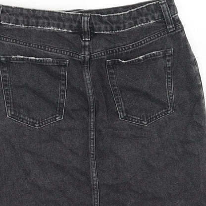 H&M Womens Black Cotton A-Line Skirt Size 10 Zip