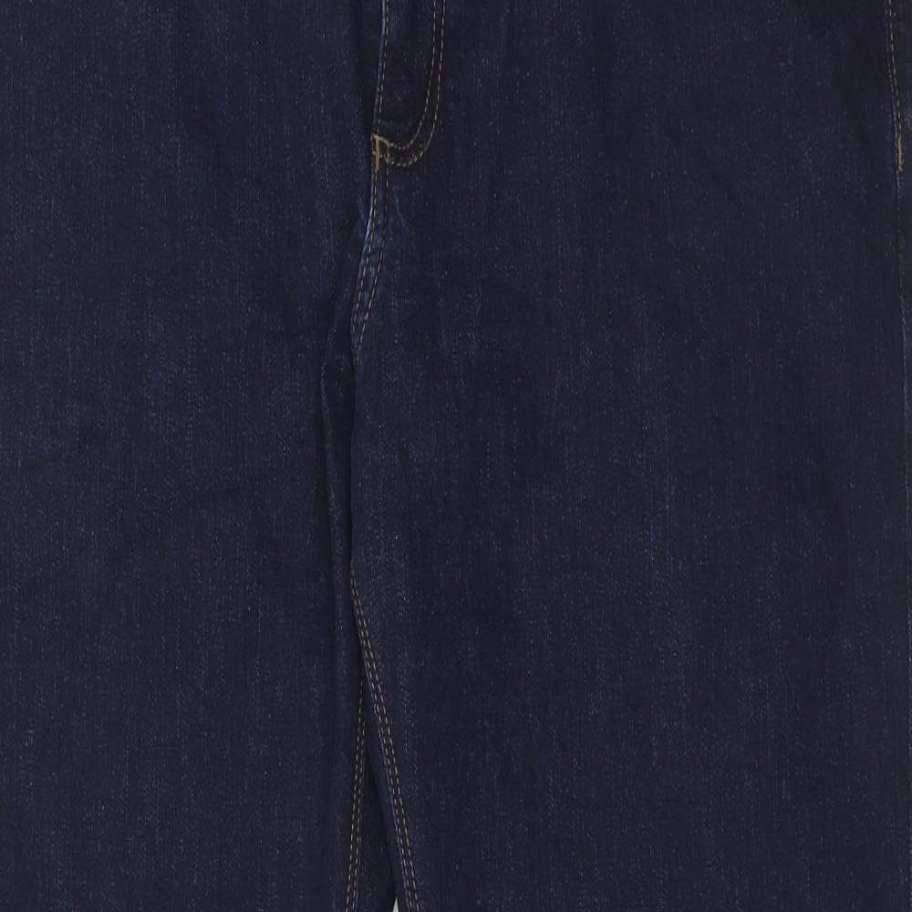 Marks and Spencer Mens Blue Cotton Straight Jeans Size 36 in L31 in Regular Zip