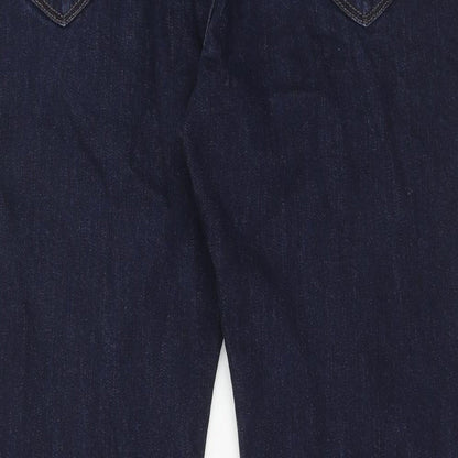Marks and Spencer Mens Blue Cotton Straight Jeans Size 36 in L31 in Regular Zip