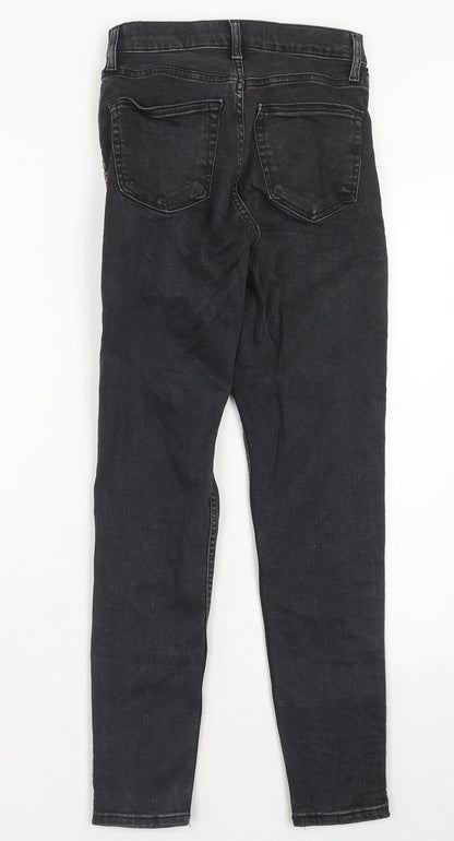 Topshop Womens Grey Cotton Skinny Jeans Size 25 in L32 in Regular Zip