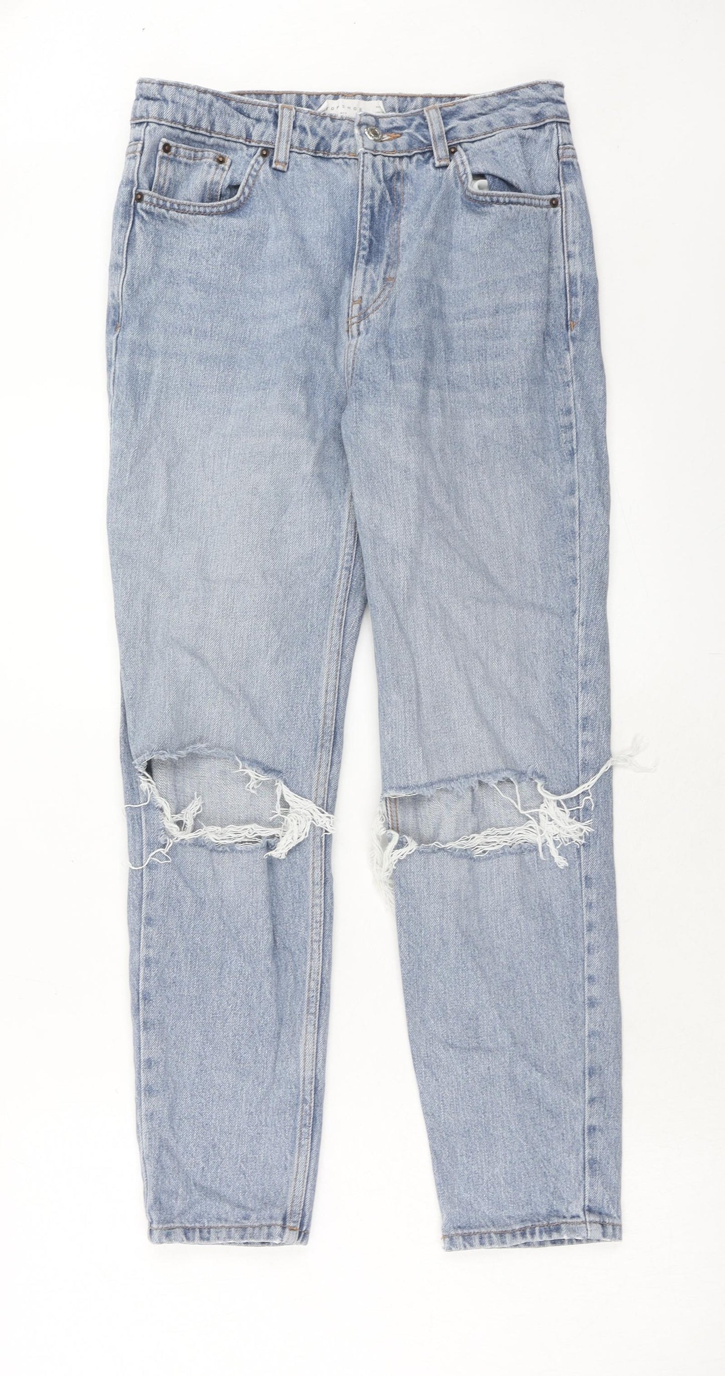 Topshop Womens Blue Cotton Skinny Jeans Size 28 L30 in Regular Zip