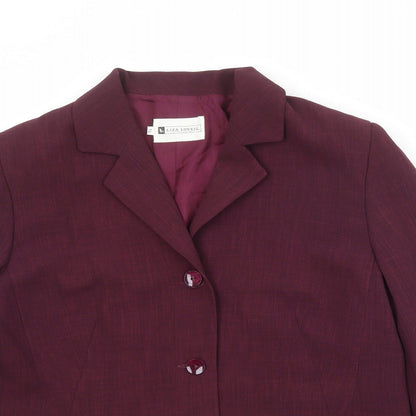 Liza Lovell Womens Purple Polyester Jacket Blazer Size 14