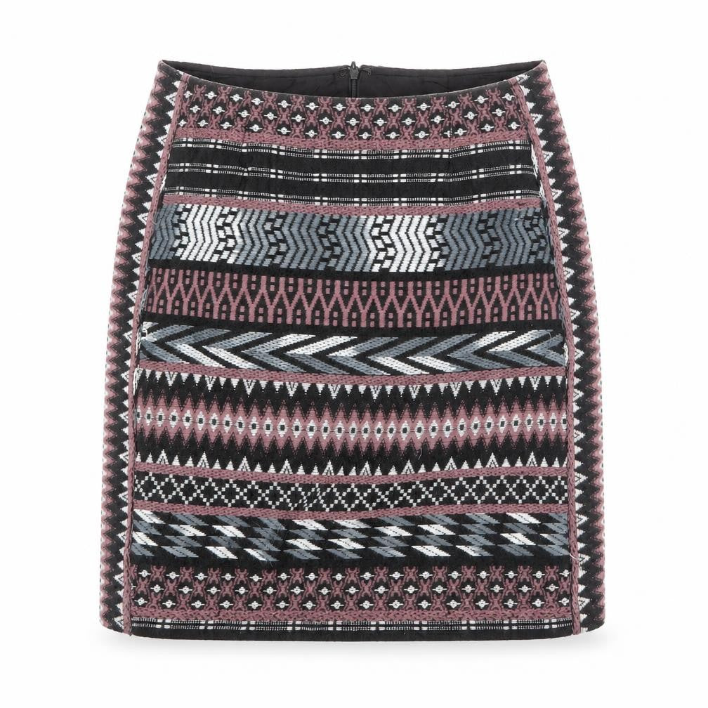 Monsoon Womens Multicoloured Geometric Polyester A-Line Skirt Size 8 Zip