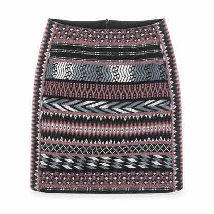 Monsoon Womens Multicoloured Geometric Polyester A-Line Skirt Size 8 Zip