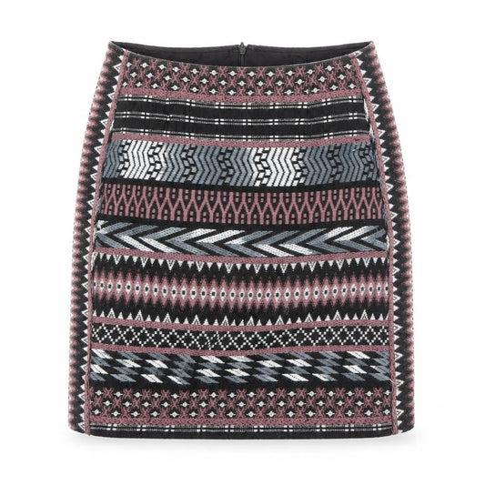 Monsoon Womens Multicoloured Geometric Polyester A-Line Skirt Size 8 Zip