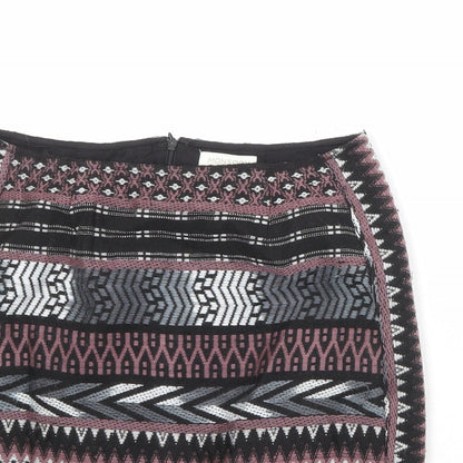 Monsoon Womens Multicoloured Geometric Polyester A-Line Skirt Size 8 Zip