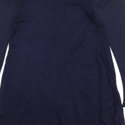 Phase Eight Womens Blue Viscose A-Line Size 12 Round Neck Button - Bat Wing Sleeve