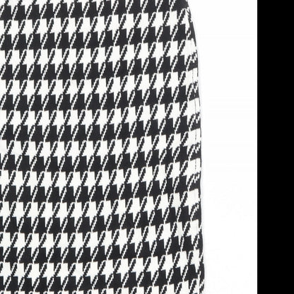 POP Womens Black Geometric Acrylic Straight & Pencil Skirt Size S - Houndstooth Pattern