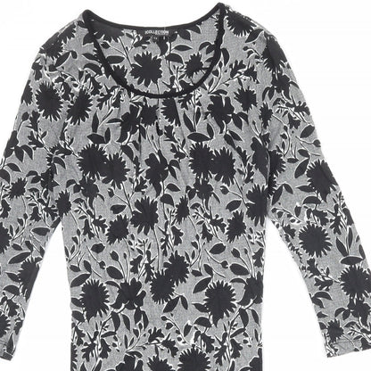 Debenhams Womens Black Floral Viscose A-Line Size 12 Round Neck Pullover
