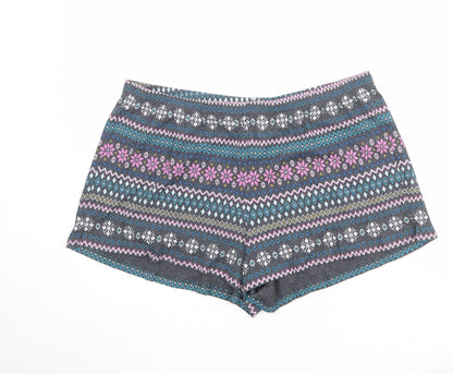 Marks and Spencer Womens Multicoloured Fair Isle Polyester Basic Shorts Size 38 in Regular Pull On