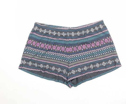 Marks and Spencer Womens Multicoloured Fair Isle Polyester Basic Shorts Size 38 in Regular Pull On