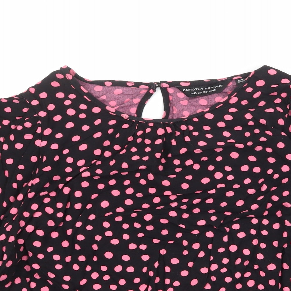 Womens UK Size 10 Dorothy Perkins Black Basic Blouse