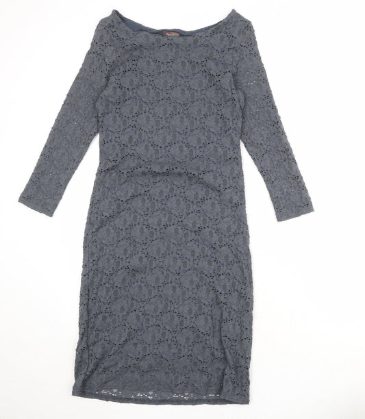 Phase Eight Womens Grey Floral Viscose Shift Size 10 Boat Neck Pullover