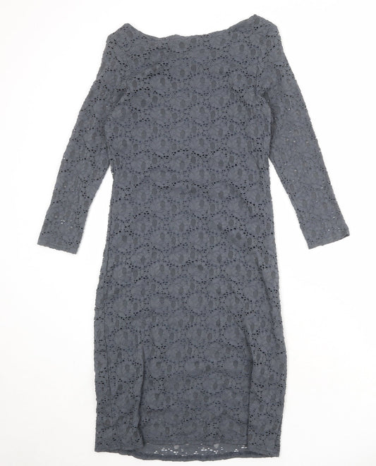 Phase Eight Womens Grey Floral Viscose Shift Size 10 Boat Neck Pullover