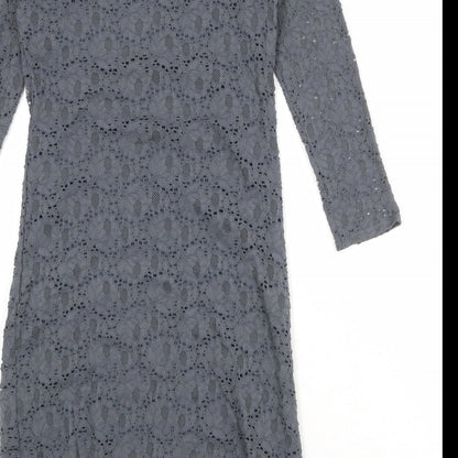 Phase Eight Womens Grey Floral Viscose Shift Size 10 Boat Neck Pullover