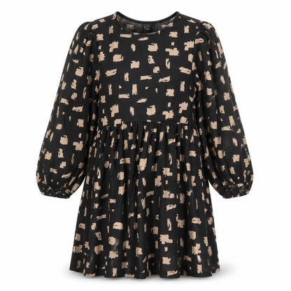 New Look Womens Black Geometric Polyester A-Line Size 10 Round Neck Pullover