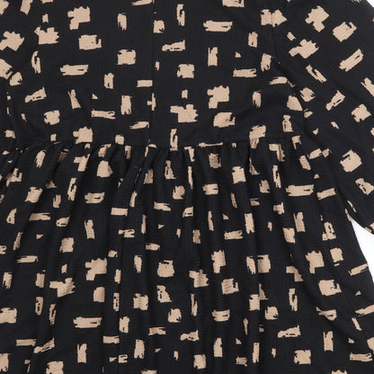New Look Womens Black Geometric Polyester A-Line Size 10 Round Neck Pullover