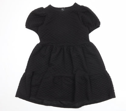 River Island Womens Black Polyester A-Line Size 10 Round Neck Zip