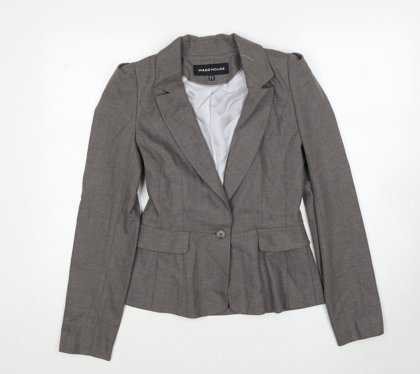 Warehouse Womens Grey Polyester Jacket Blazer Size 10
