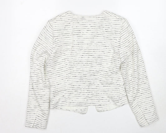 H&M Womens White Striped Jacket Blazer Size 10