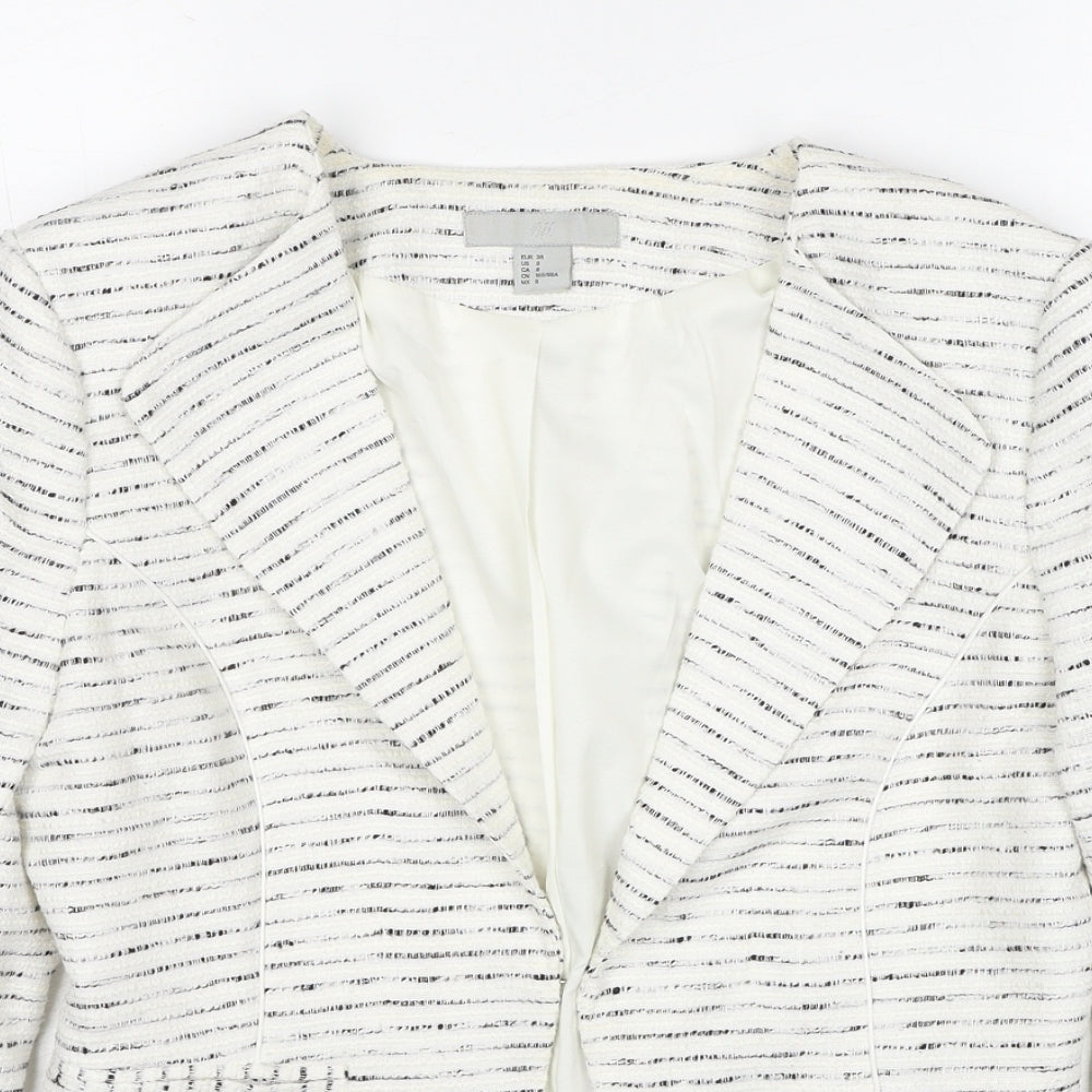 H&M Womens White Striped Jacket Blazer Size 10
