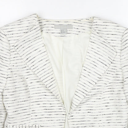 H&M Womens White Striped Jacket Blazer Size 10