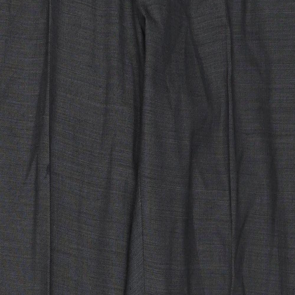Marks and Spencer Mens Grey Polyester Dress Pants Trousers Size 34 in L29 in Regular Zip