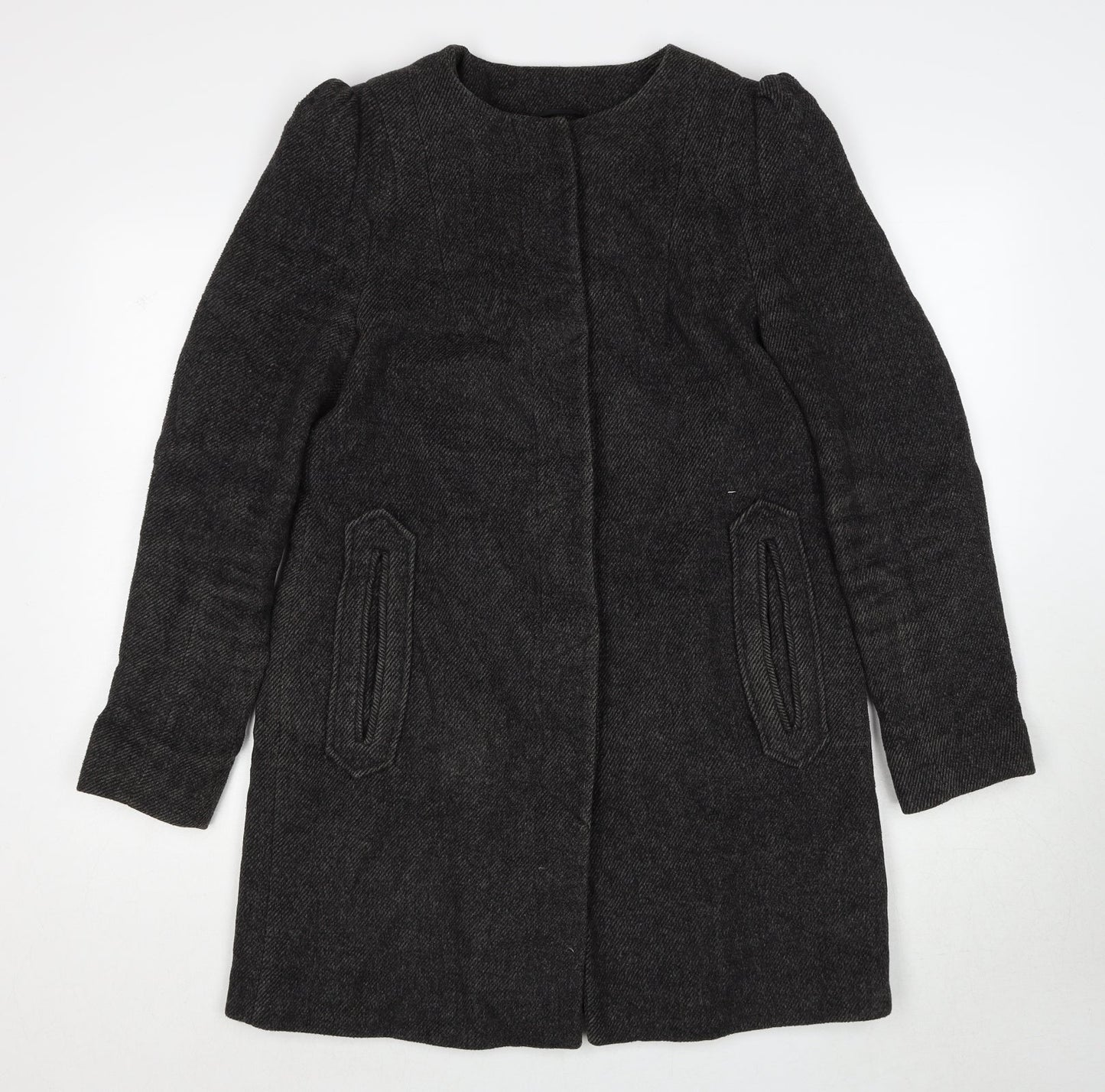 Esprit Womens Grey Overcoat Coat Size 12 Button