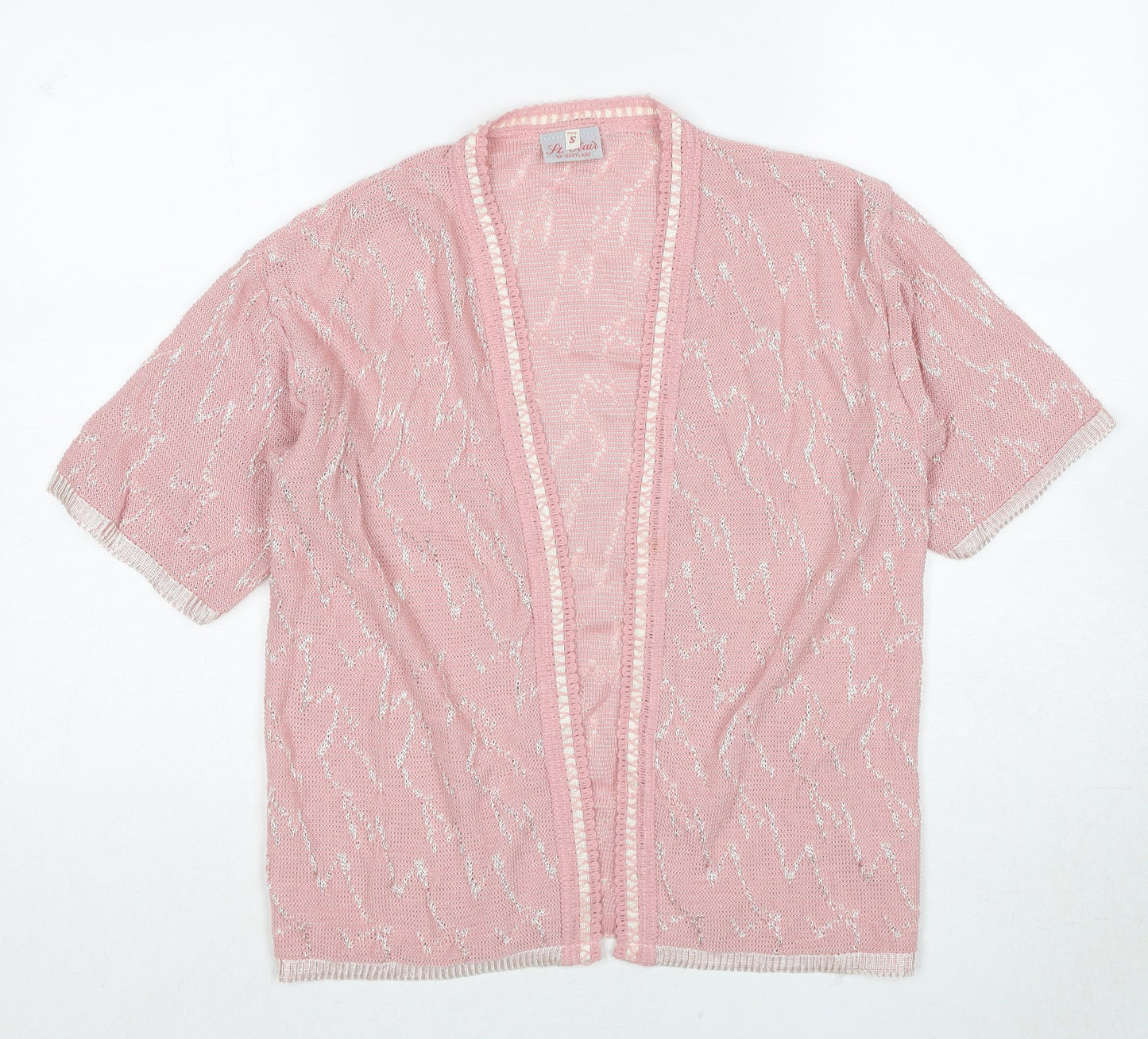 St.Clair Womens Pink V-Neck Geometric Acrylic Cardigan Jumper Size S