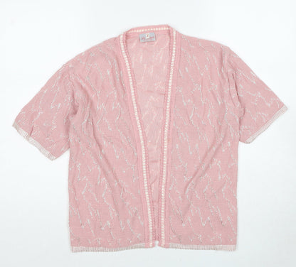 St.Clair Womens Pink V-Neck Geometric Acrylic Cardigan Jumper Size S