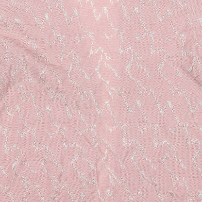 St.Clair Womens Pink V-Neck Geometric Acrylic Cardigan Jumper Size S