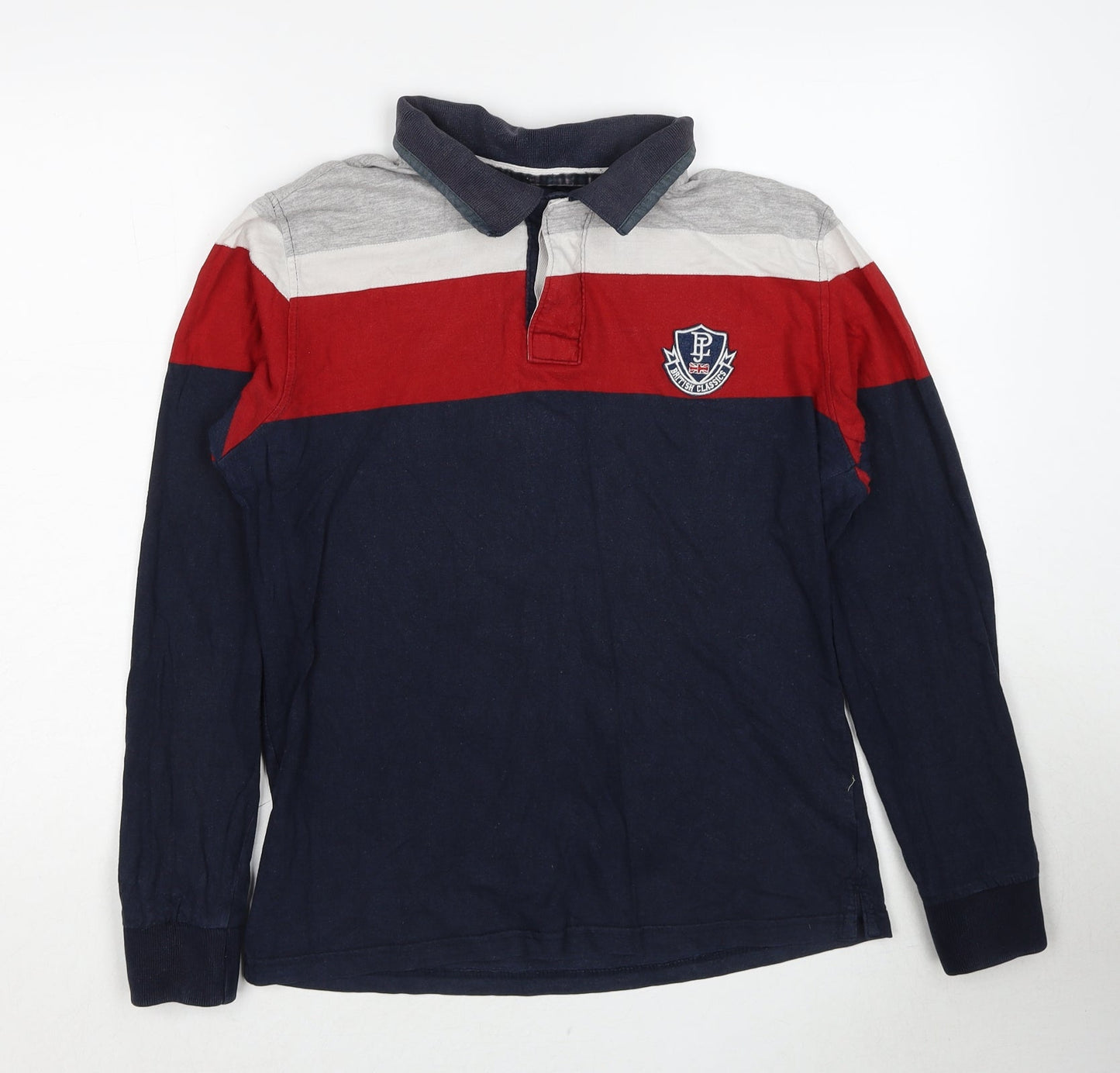 Pepe Jeans London Mens Blue Striped Cotton Polo Size M Collared Pullover