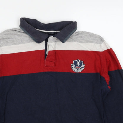 Pepe Jeans London Mens Blue Striped Cotton Polo Size M Collared Pullover