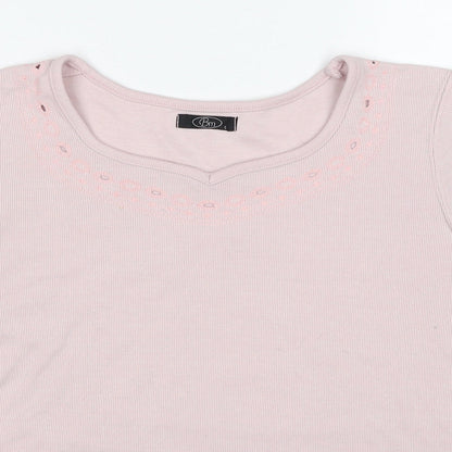 Womens UK Size S Bonmarché Pink Basic T-Shirt