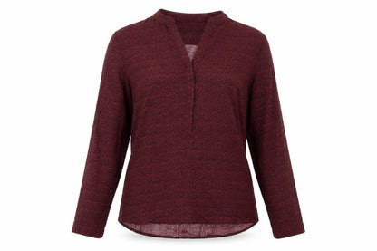 Best Mountain Womens Red Geometric Viscose Basic Blouse Size S V-Neck