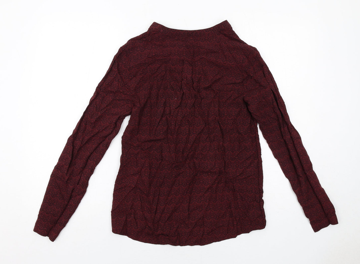 Best Mountain Womens Red Geometric Viscose Basic Blouse Size S V-Neck