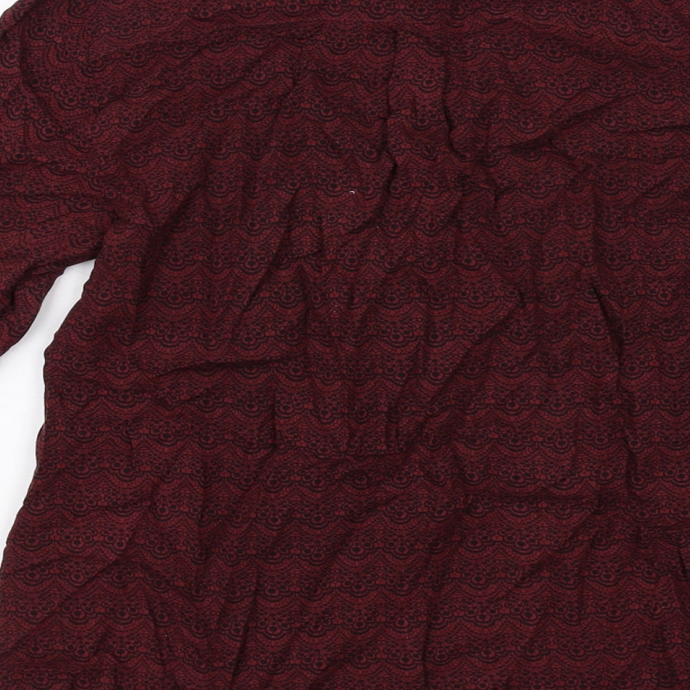 Best Mountain Womens Red Geometric Viscose Basic Blouse Size S V-Neck