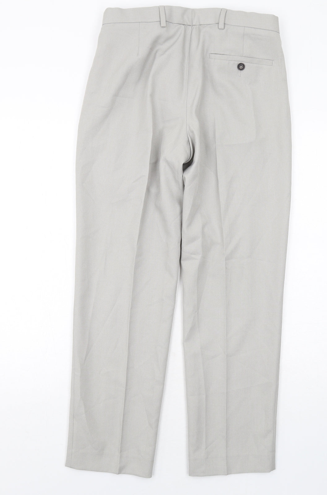 Marks and Spencer Mens Grey Polyester Chino Trousers Size 30 in L29 in Regular Zip